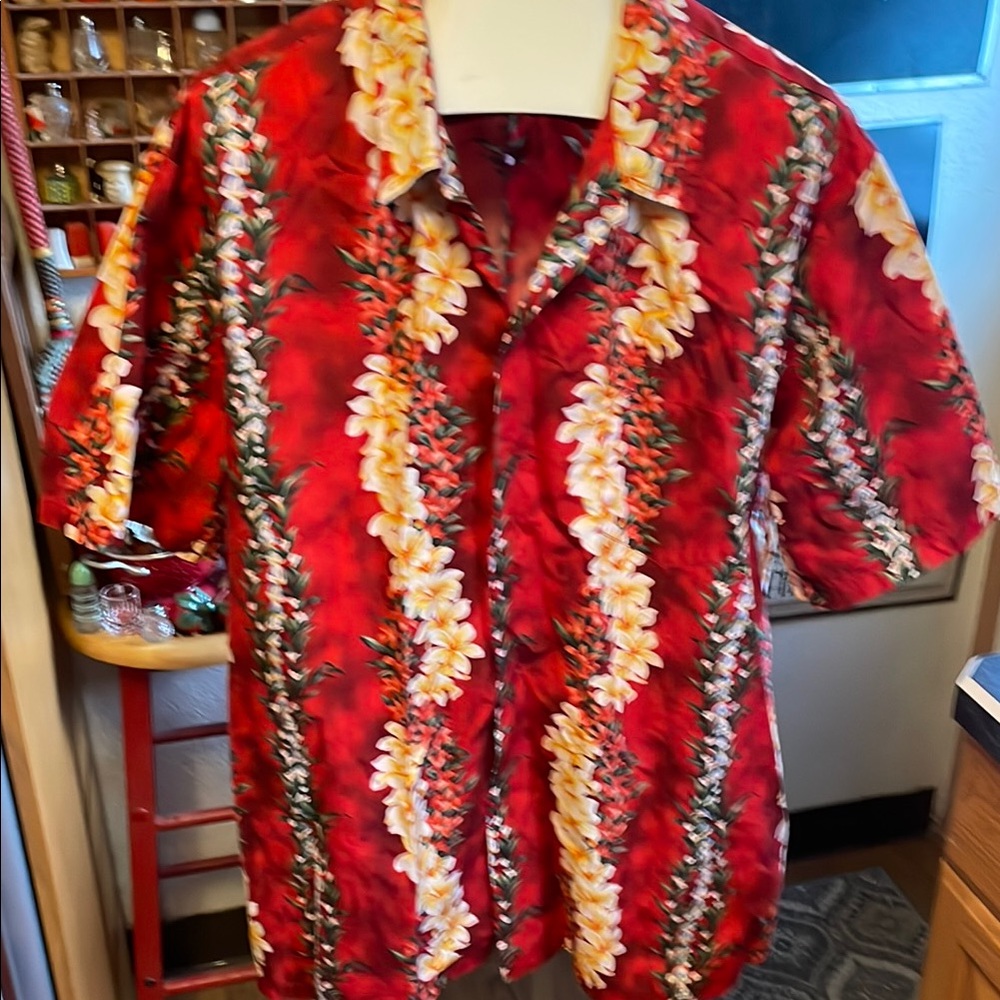 Red Floral Men's Shirt Made in Hawaii Size 3XL Kad Creations